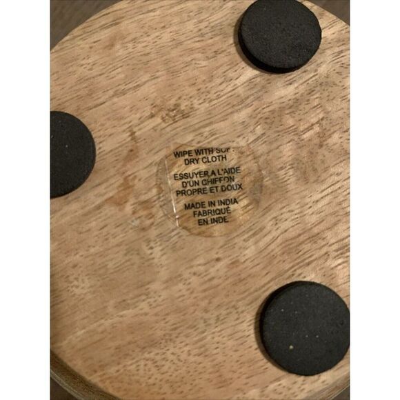 Wood Wooden Engraved Decorative Round Bowl Bowls Set Lot 2 Beige Brown - Picture 3 of 3